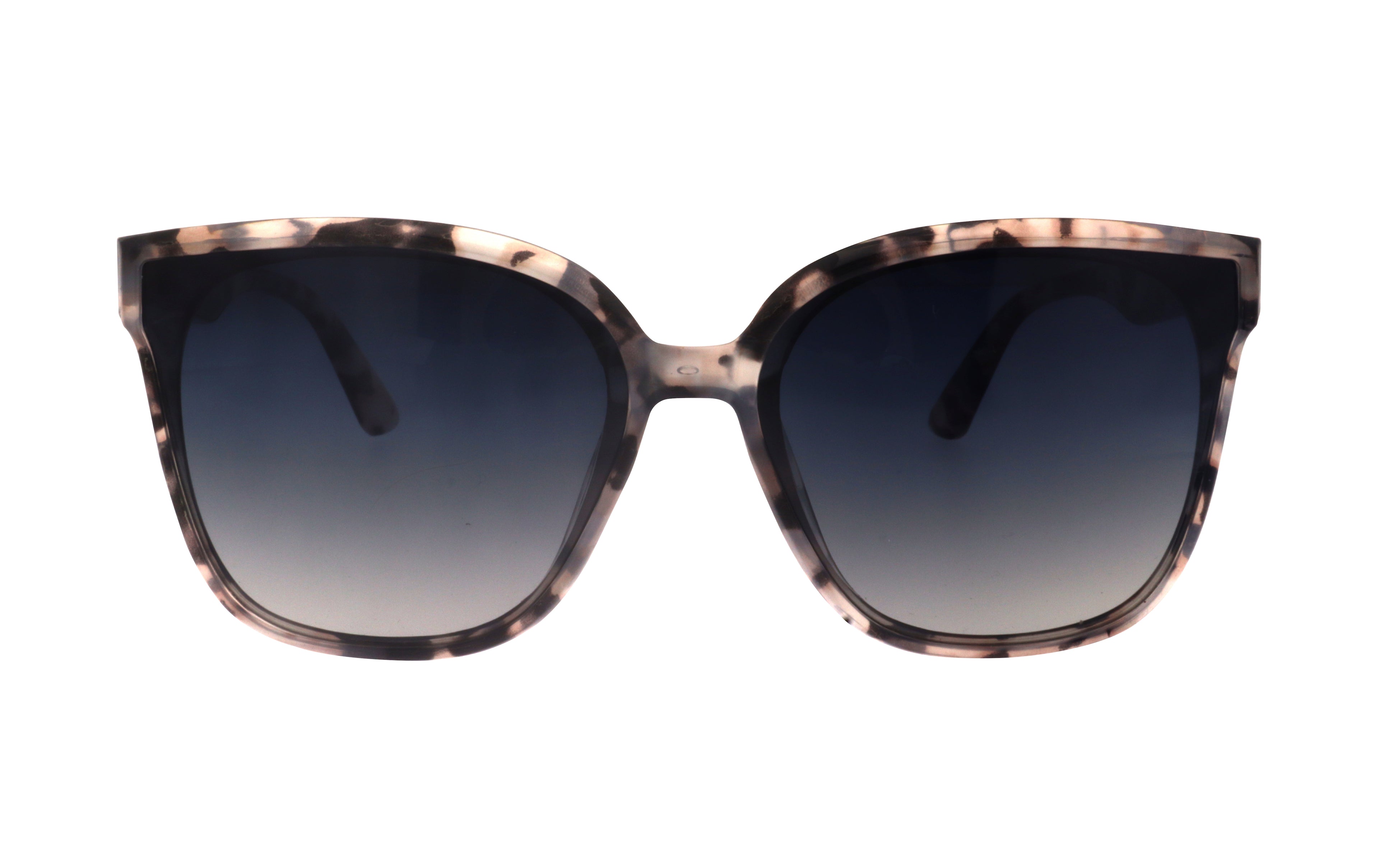 front view of the Audrey Holiday - gray demi frame with polarized smoke gradient lens