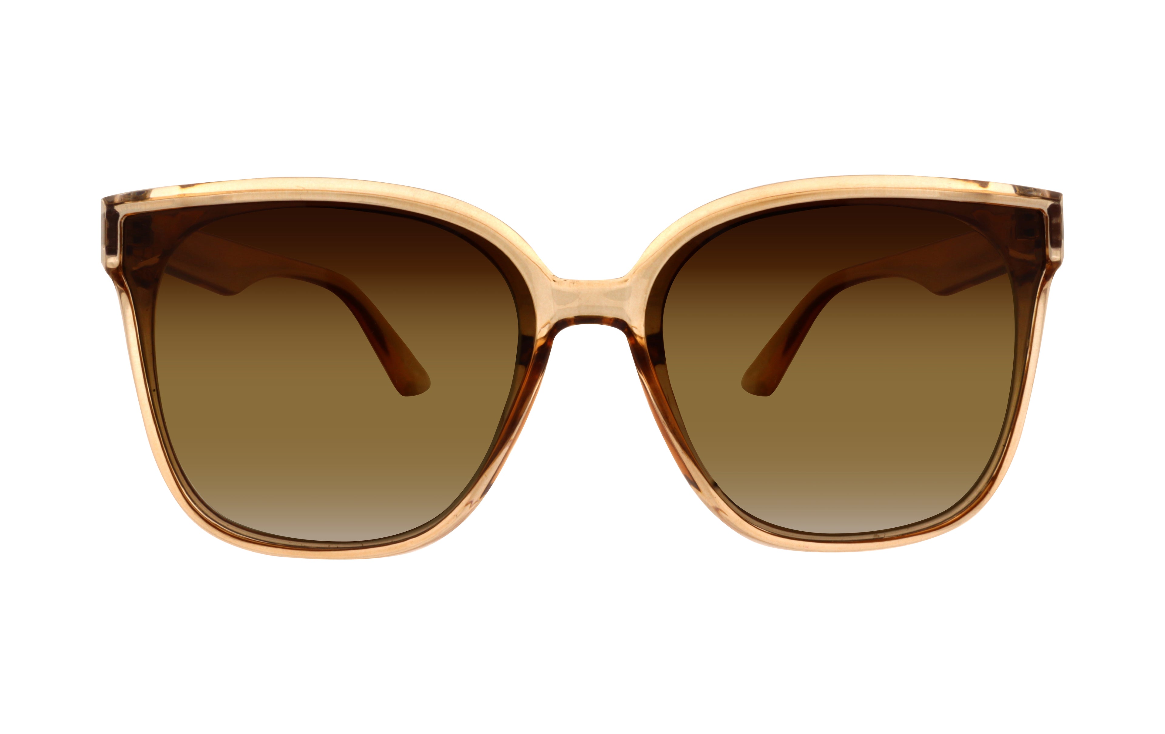 Front angle view of honey frame with polarized brown gradient lens