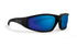 Foam sunglasses with blue mirror lens and black frame in US by Epoch Eyewear