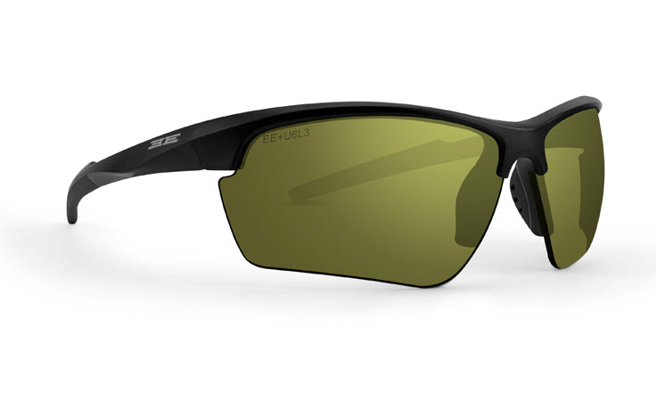 A pair of Kennedy Sport Wrap Sunglasses with green mirrored lenses, offering UVA/UVB protection, on a white background.