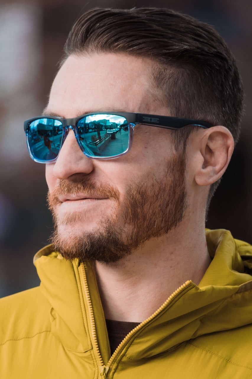 profile of man wearing epoch delta sunglasses