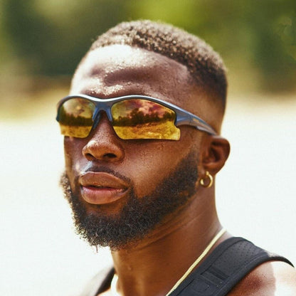 man wearing brodie Polarized sport sunglasses