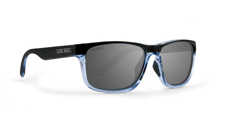 Delta Polarized sunglasses with matte black to crystal blue frames and polarized blue mirror lenses (5494060744864)