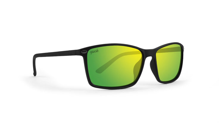 Murphy Sunglasses with black frame and polarized green lenses by Epoch Eyewear
