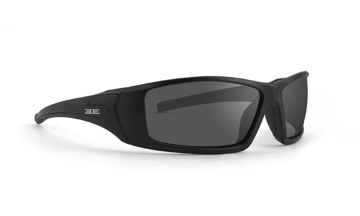 Epoch 3 Moto Sunglasses with black frames and smoke lenses 