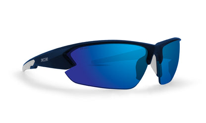 Epoch Midway Sunglasses with navy &amp; white frame and blue polarized lenses