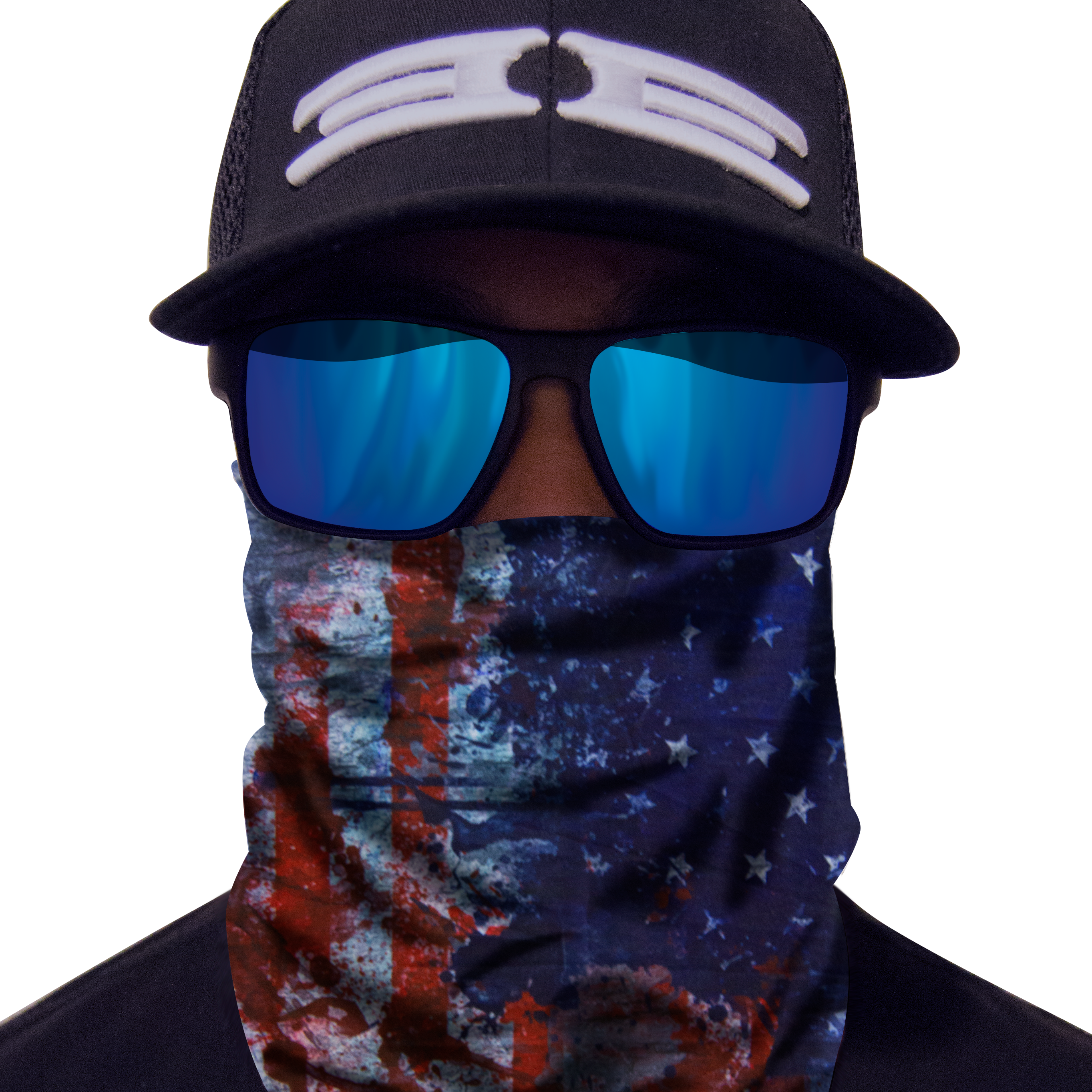 Multi functional face mash with American flag print by Epoch Eyewear 