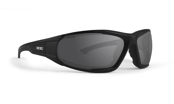 Foam 2 moto sunglasses with black frames and smoke lenses by Epoch Eyewear