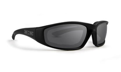 Foam sunglasses with Smoked mirror lens and black frame in US by Epoch Eyewear