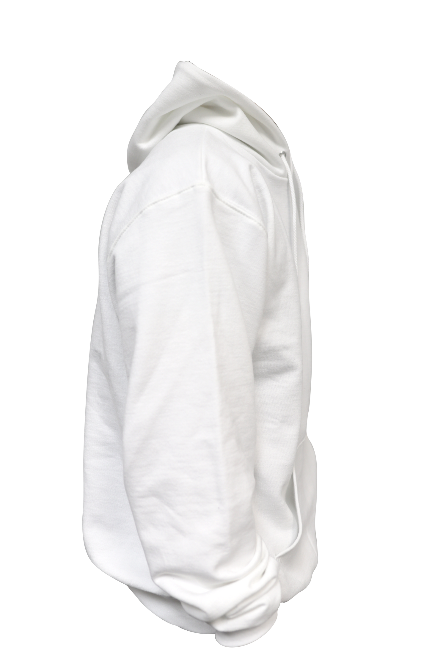 left side of white hoodie 