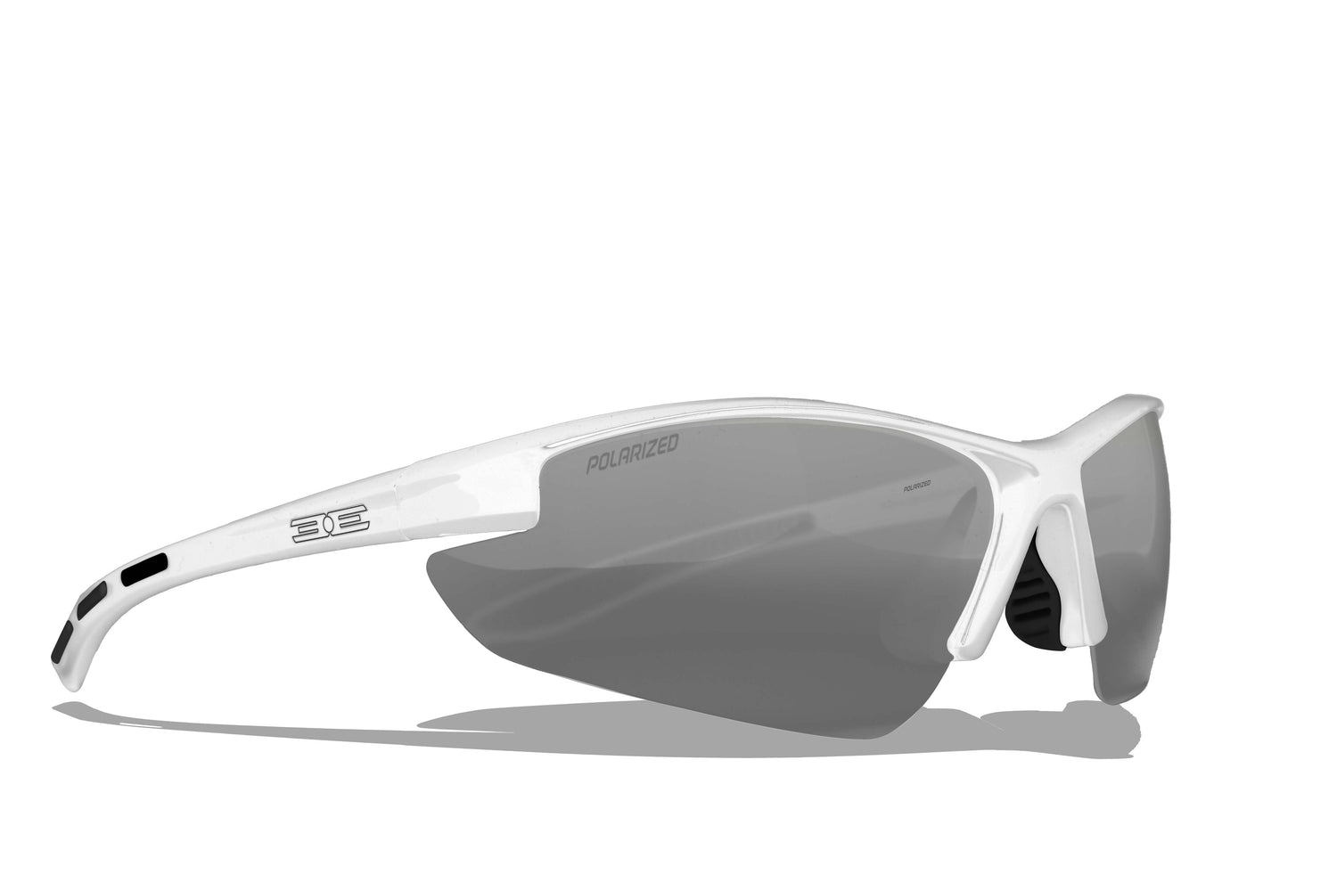 Outdoorsman Sport Sunglasses with white frame and smoke mirror lens